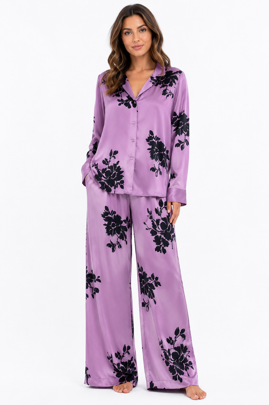 Zara Satin Floral Two-Piece Set – Product Description