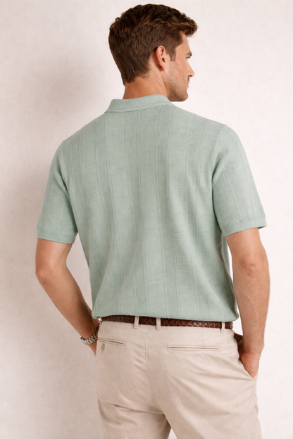 Ted Baker London Textured Knit Polo – Sage Green