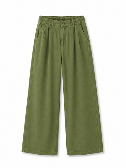 Olive Green Wide-Leg Pants
