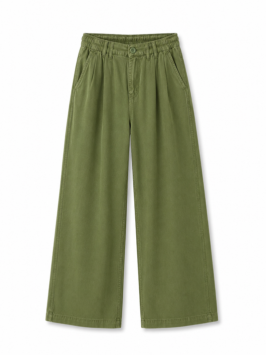 Olive Green Wide-Leg Pants