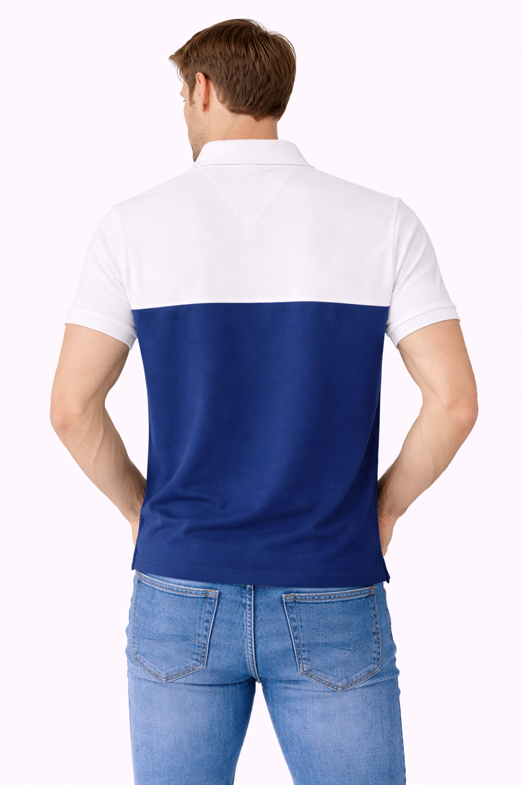 Tommy Hilfiger Color block Polo (White & Blue)