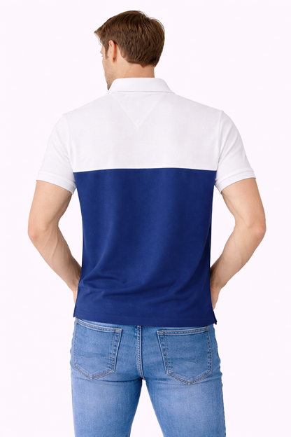 Tommy Hilfiger Color block Polo (White & Blue)