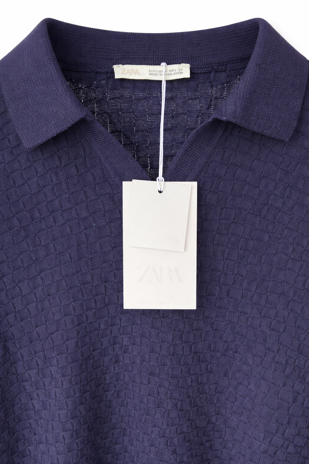 ZARA Textured Knit Polo Blouse