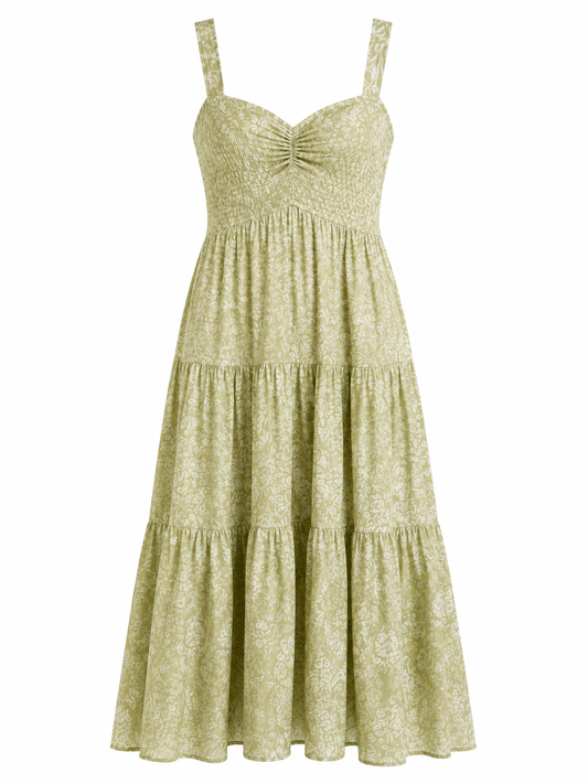 American Eagle Printed Tiered Midi Dress