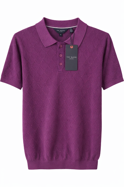 Ted Baker London Textured Knit Polo – Plum
