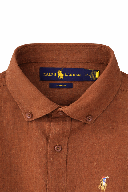 Polo Ralph Lauren Textured Shirt – Brown (Slim Fit)