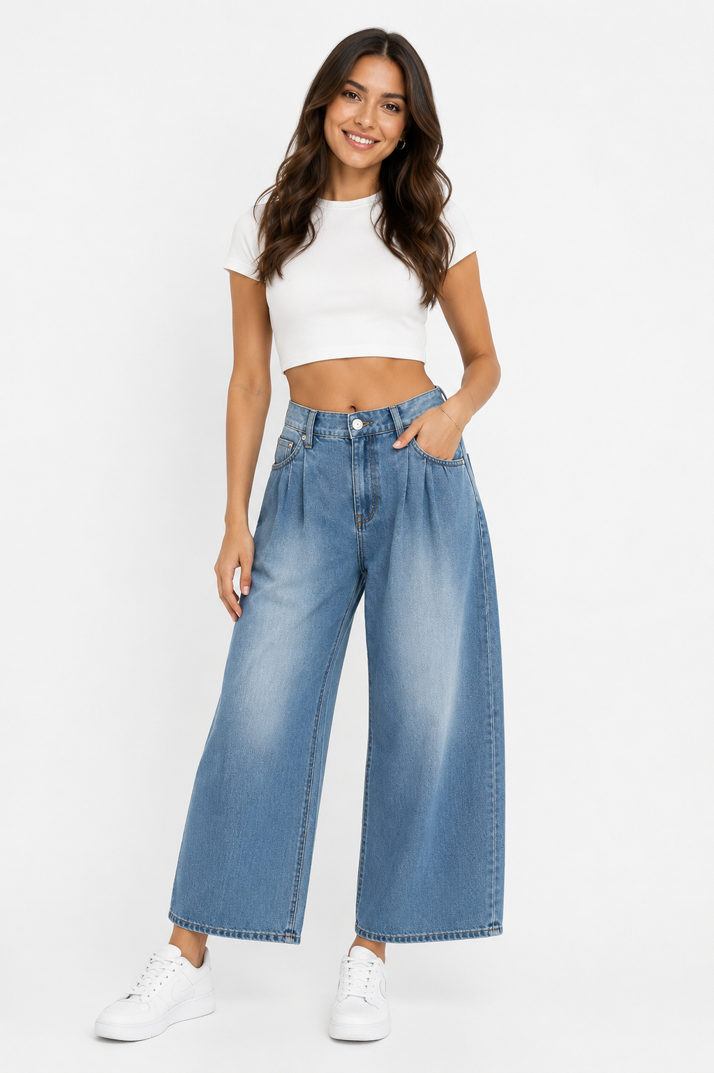 Bonprix Pleated Wide Leg Jeans