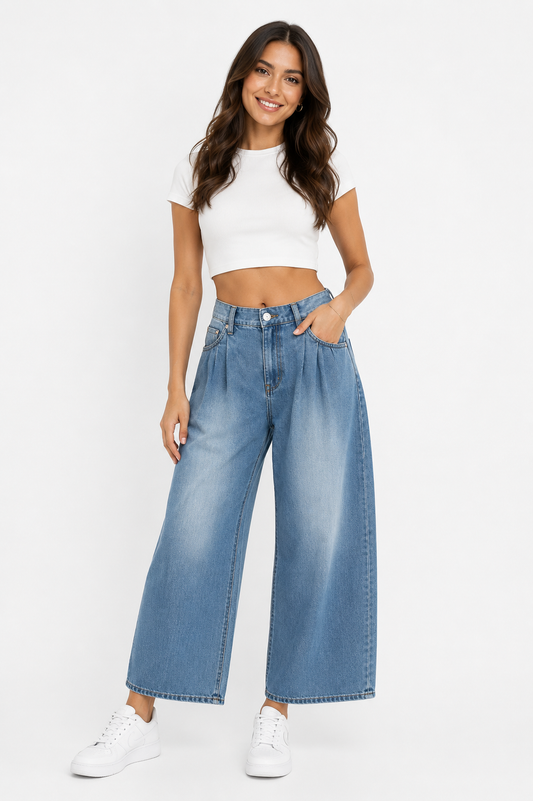 Bonprix Pleated Wide Leg Jeans