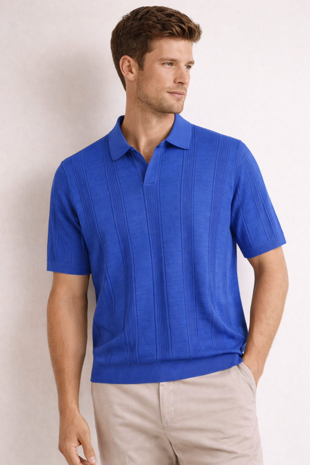 Ted Baker London Textured Knit Polo – Royal Blu