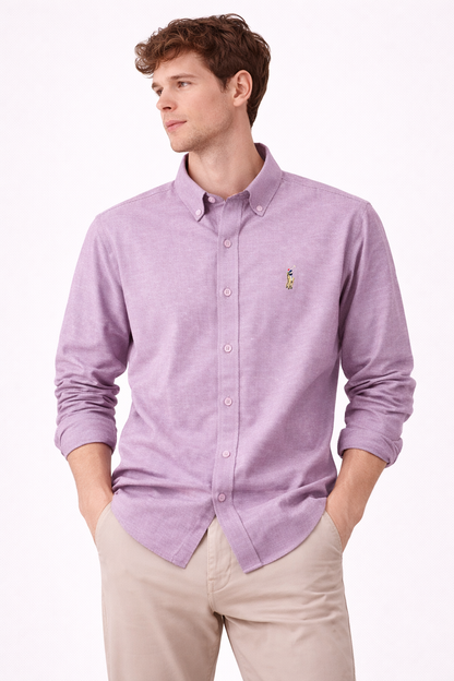 Polo Ralph Lauren Textured Shirt – Light Purple (Slim Fit)
