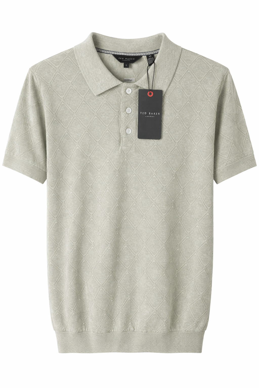 Ted Baker London Textured Knit Polo – Light Grey