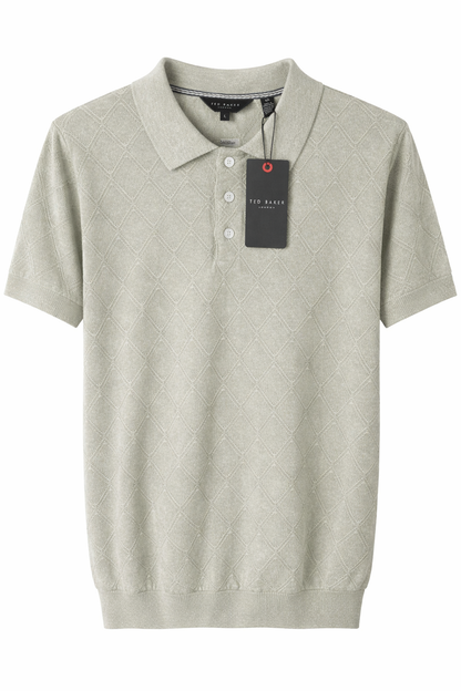 Ted Baker London Textured Knit Polo – Light Grey