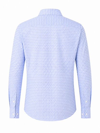BOSS Light Blue Micro-Pattern Slim-Fit Shirt