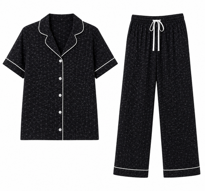 Rose & Lee Black Geometric Pajama Set