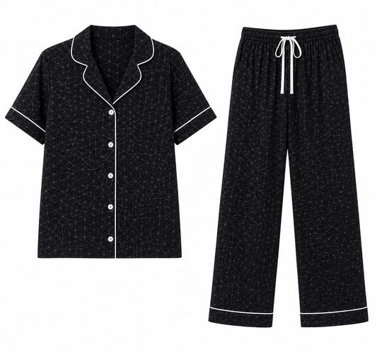 Rose & Lee Black Geometric Pajama Set