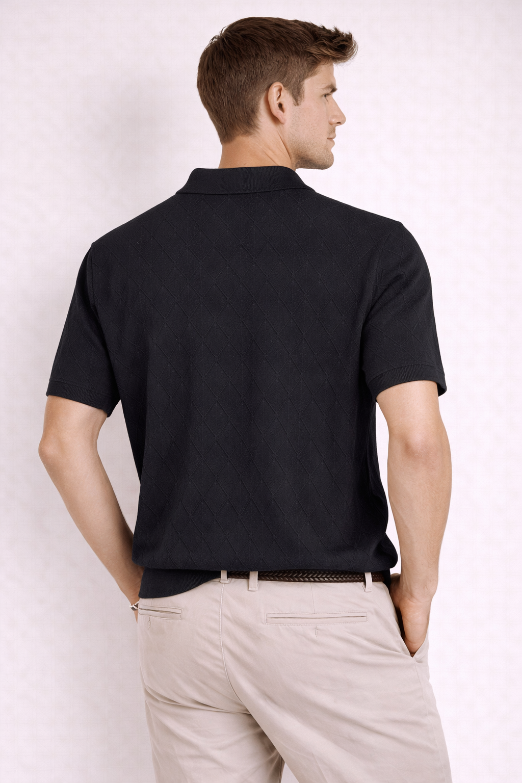 Ted Baker London Textured Knit Polo – Black