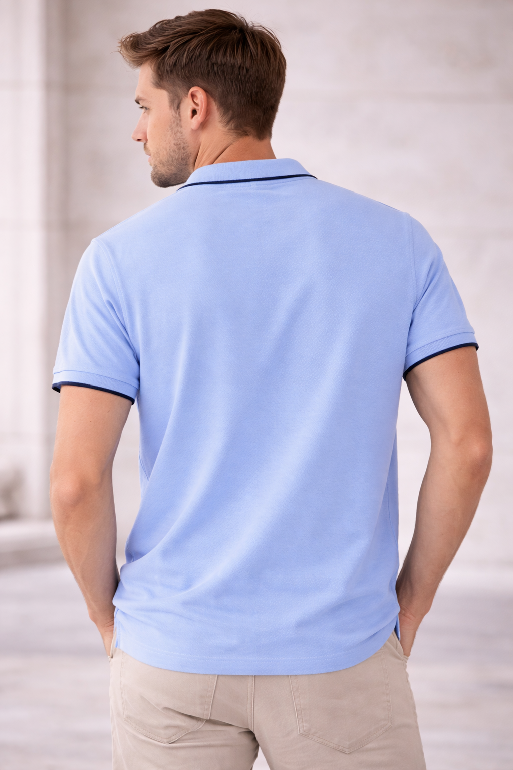 Calvin Klein Women’s Polo Shirt (Light Blue – Logo Patch)