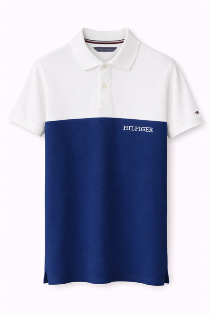 Tommy Hilfiger Color block Polo (White & Blue)