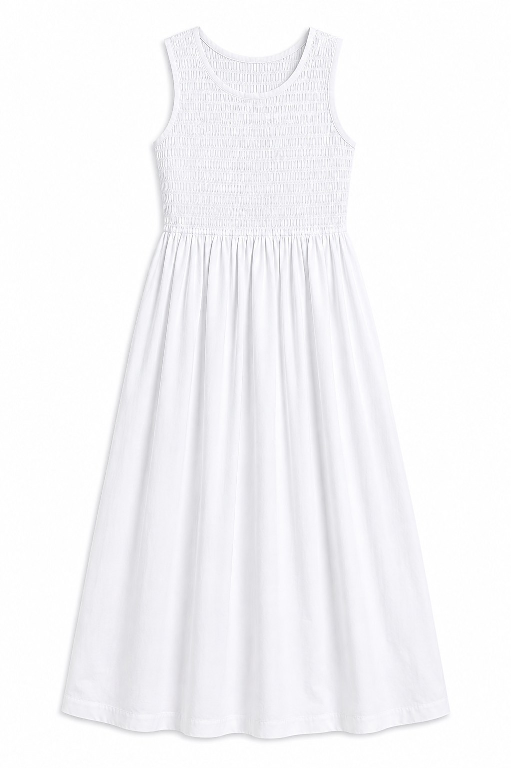 M&S White Shirred Maxi Dress