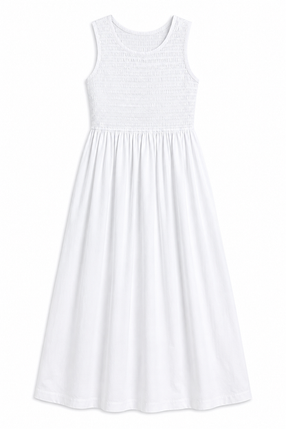 M&S White Shirred Maxi Dress