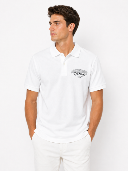Clean and versatile Jack & Jones polo shirt in a crisp white color