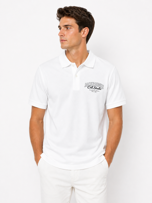 Clean and versatile Jack & Jones polo shirt in a crisp white color