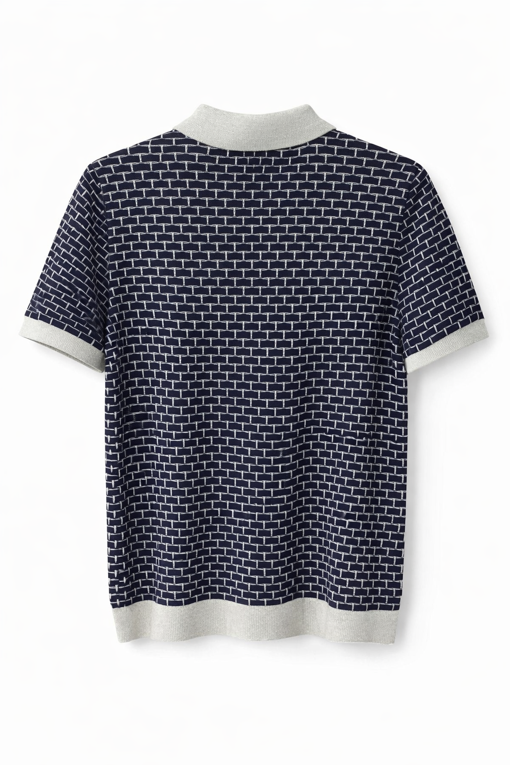Ted Baker London Patterned Knit Polo – Navy & Light Grey