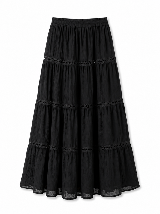 Black Tiered Maxi Skirt