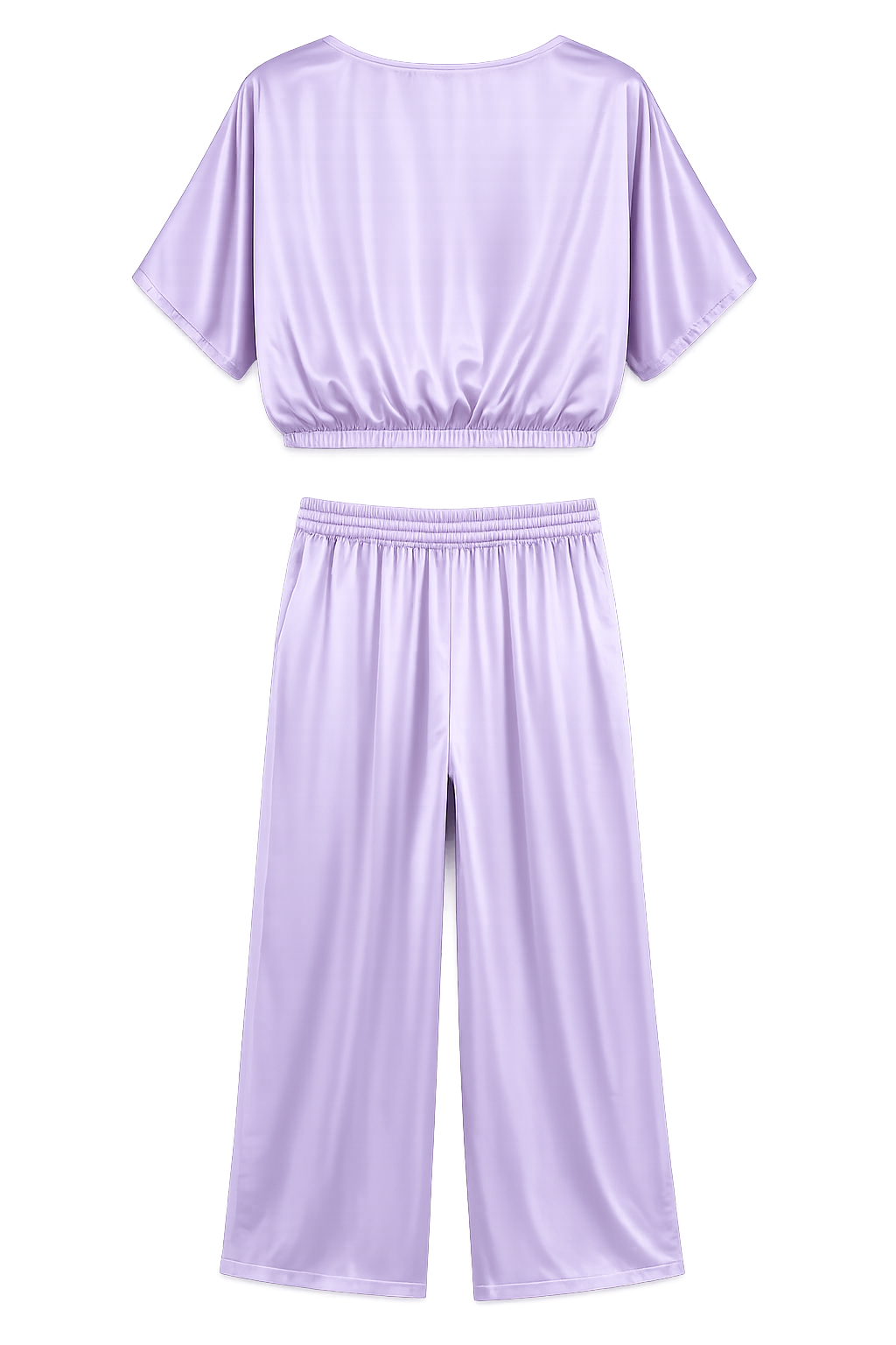 MANGO Satin Two-Piece Set – Lavender