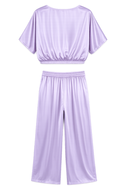 MANGO Satin Two-Piece Set – Lavender