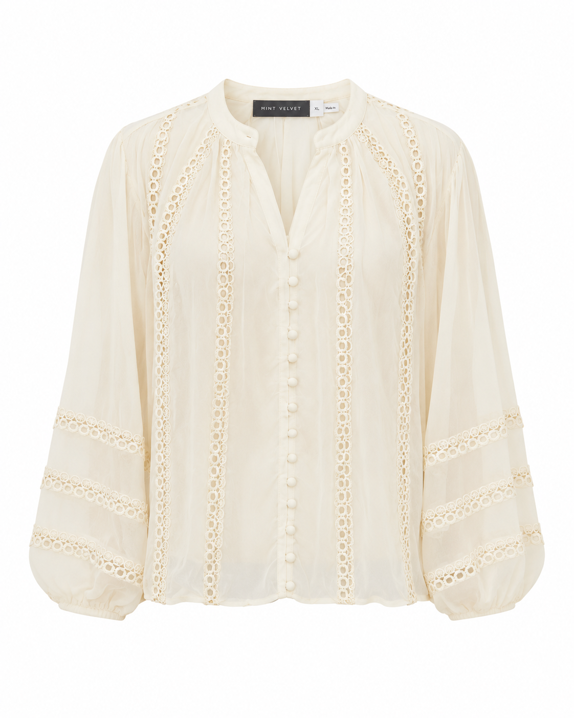 Mint Velvet – Lace Trim Button-Front Blouse