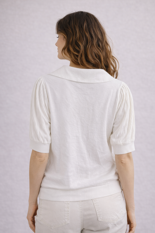 Karl Lagerfeld Paris Elegant Knit Blouse – Off White