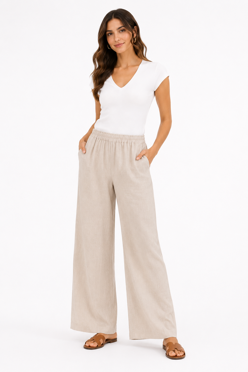 ONLY Beige Wide-Leg Pants