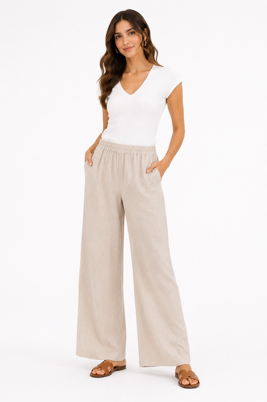 ONLY Beige Wide-Leg Pants
