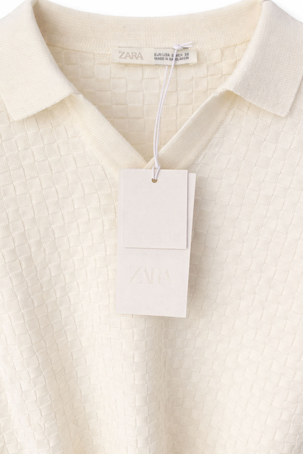 ZARA Textured Knit Polo Blouse