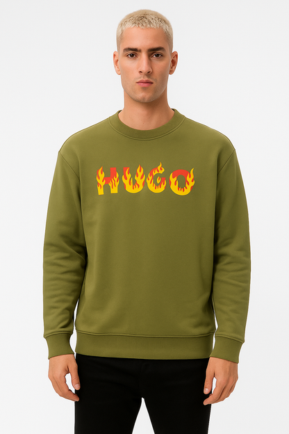 HUGO men’s crewneck sweatshirt in bold royal blue