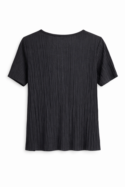 VILA Textured Ribbed Blouse – Black