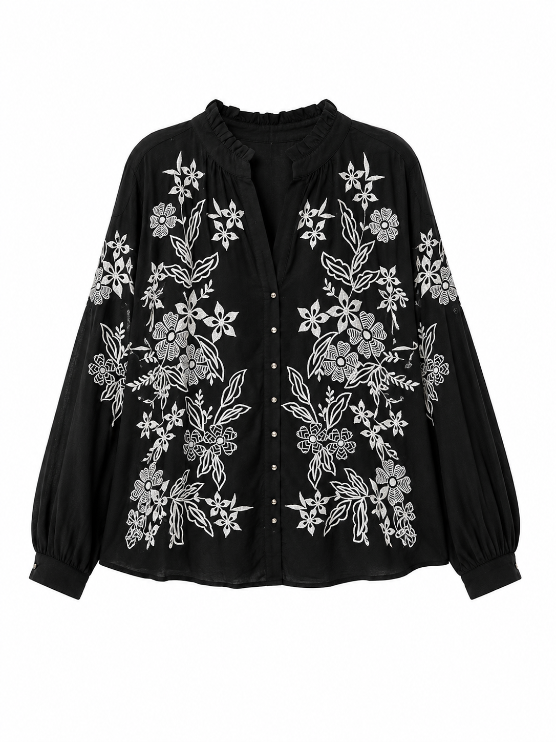 Anthropologie – Embroidered Button-Front Blouse