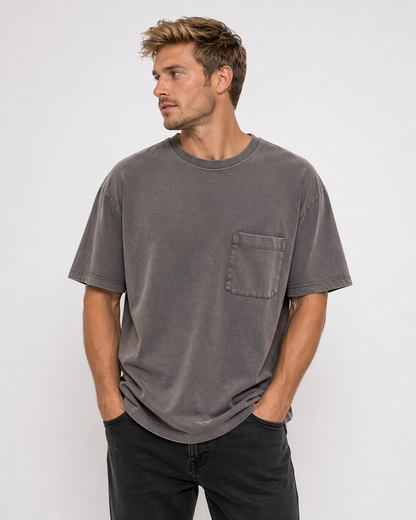 Titin Pocket T-Shirt – Washed Charcoal Grey