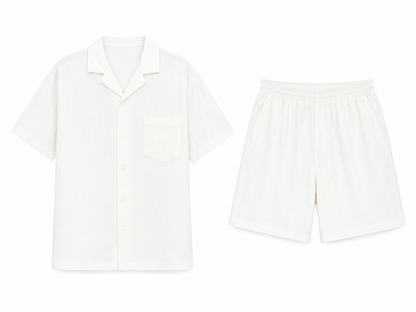 157 Textured White Summer Pajama Set