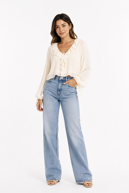 ONLY Cream Ruffle Blouse