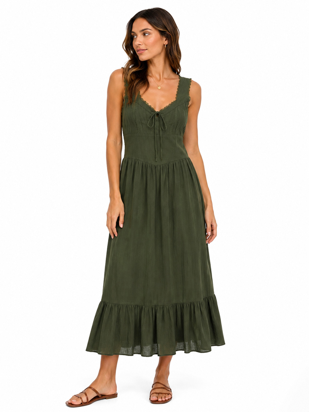 American Eagle – Sleeveless Tie-Front Midi Dress
