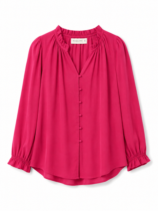 AE Pink Button-Front Blouse