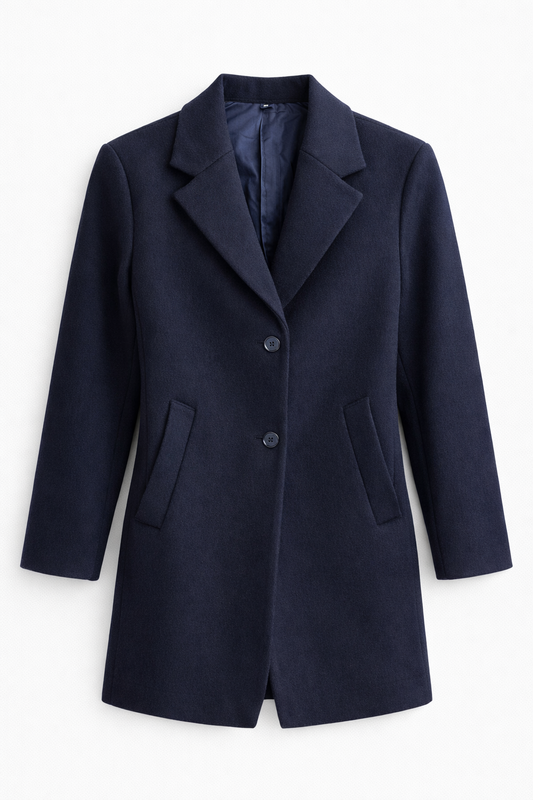 Moss London Tailored Wool Coat - Deep navy