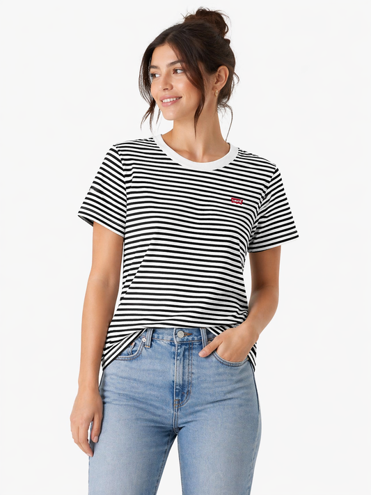 Levi’s Striped T-Shirt – Black & White (White Collar)