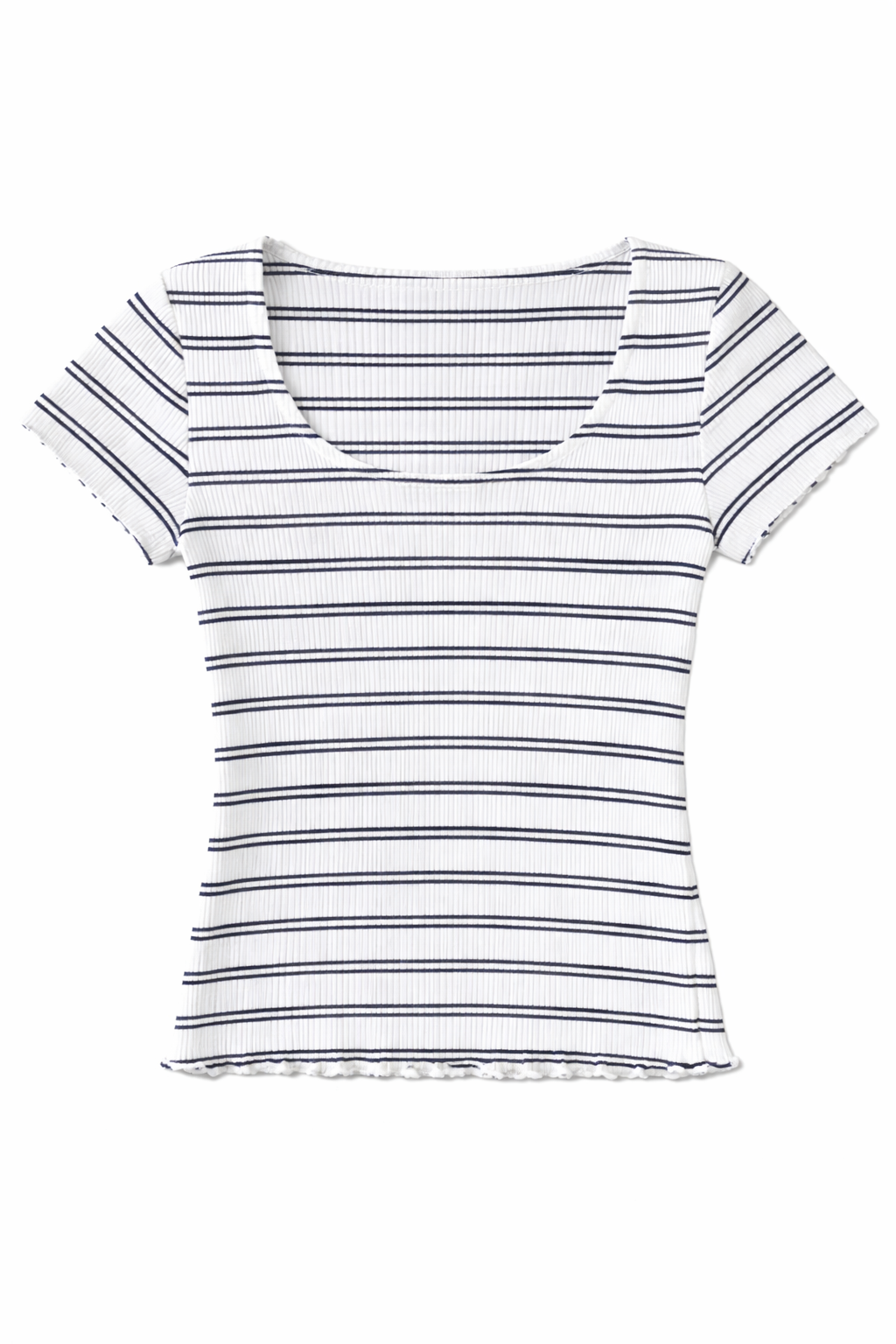George Blouse – Ribbed Striped Scoop Neck Top