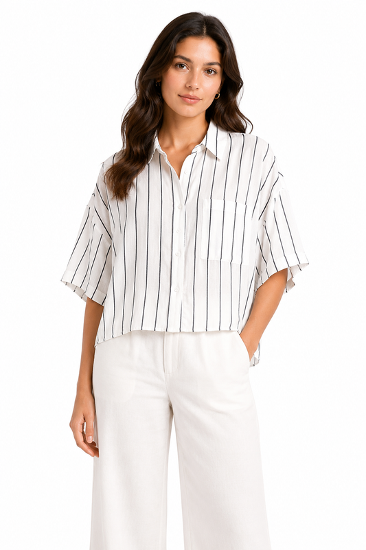 SF Striped Cropped Shirt – Product Description
