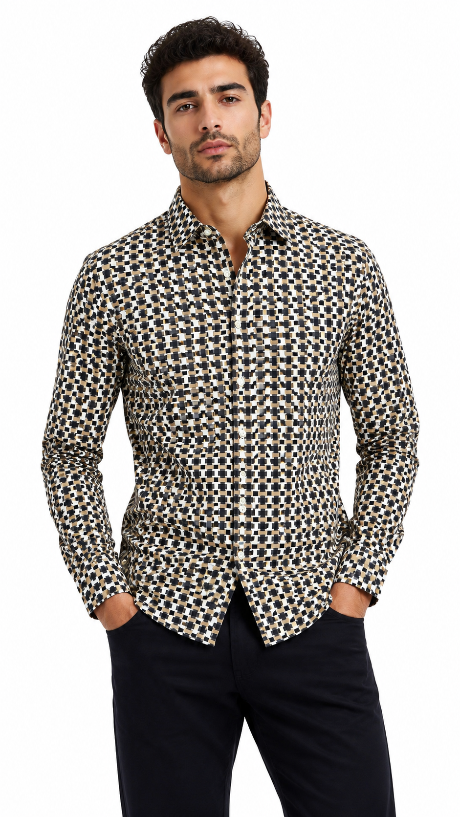 Elevated and fashion-forward, this premium BOSS Menswear long-sleeve shirt