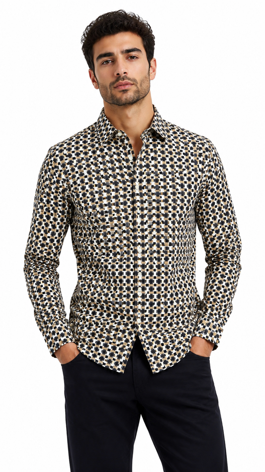 Elevated and fashion-forward, this premium BOSS Menswear long-sleeve shirt