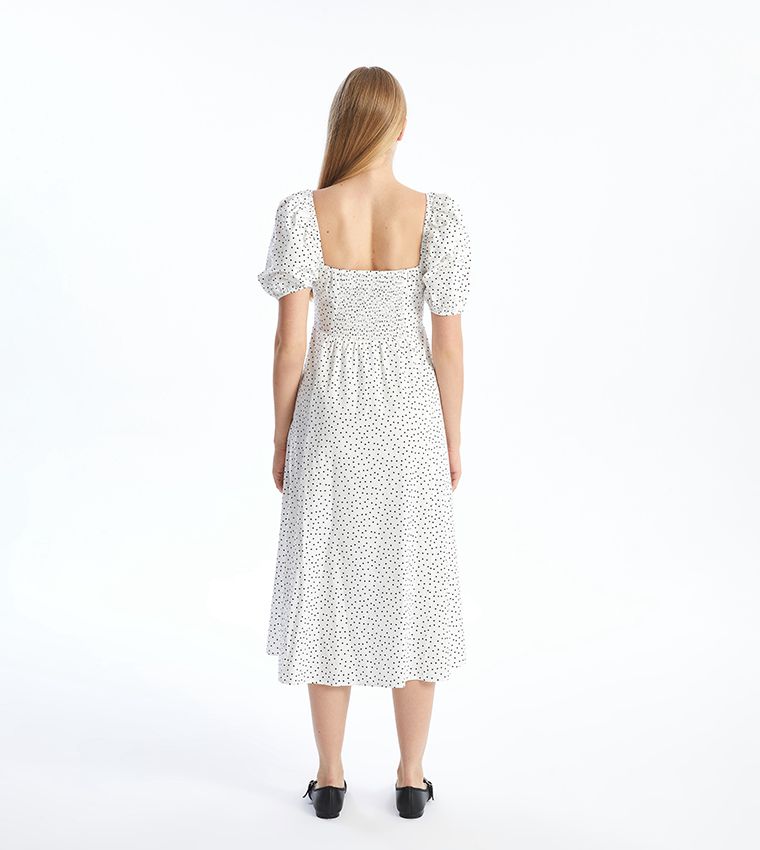 LC Waikiki Polka Dot Midi Dress – White & Black
